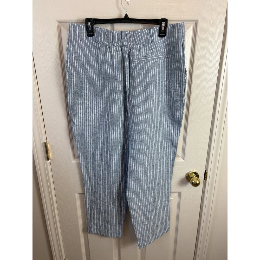 Garnet Hill 100% Linen Blue and White Stripe Pants Size 14 NWT $139 - 430